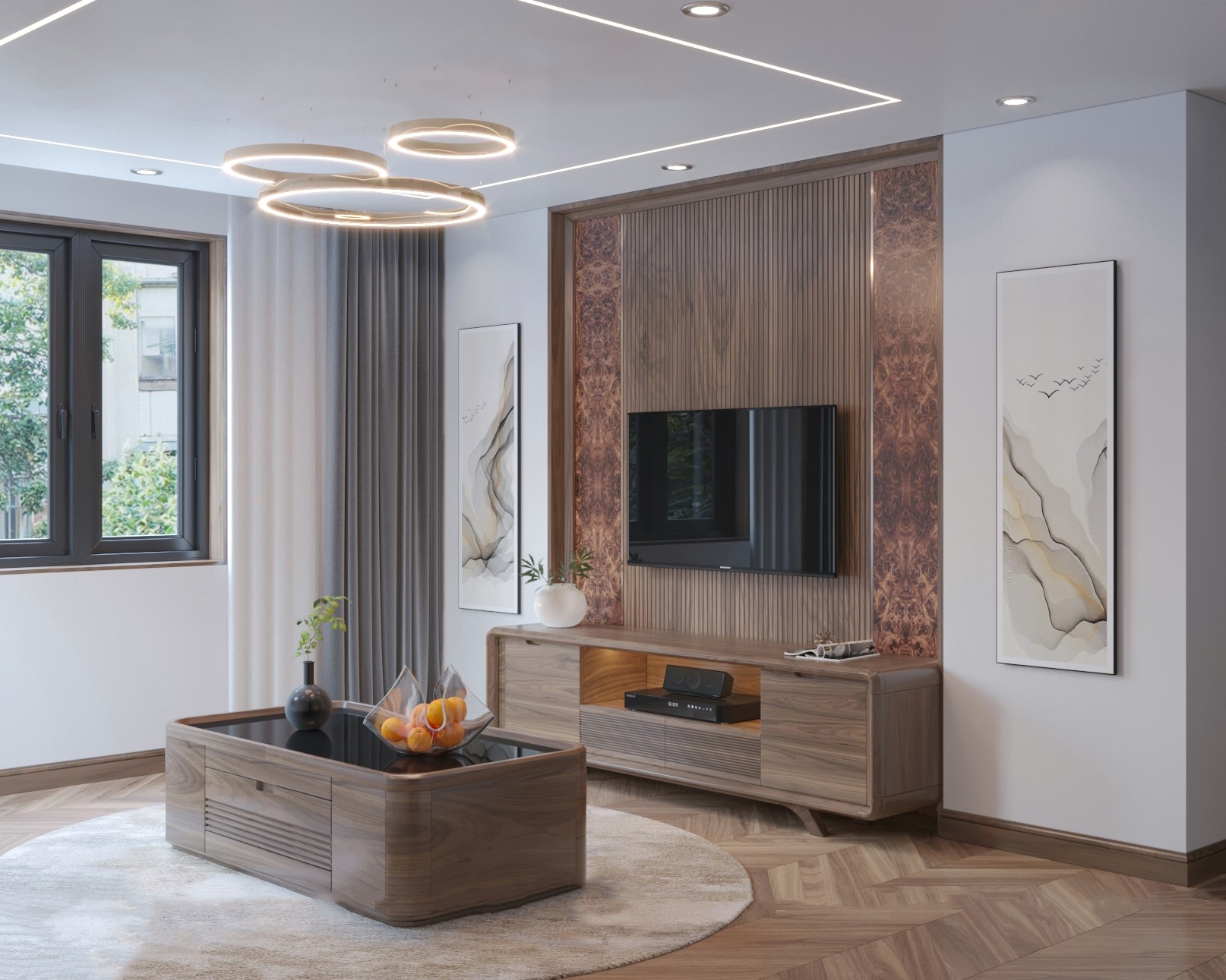 Kệ tivi gỗ hiện đại gỗ óc chó sang trọng