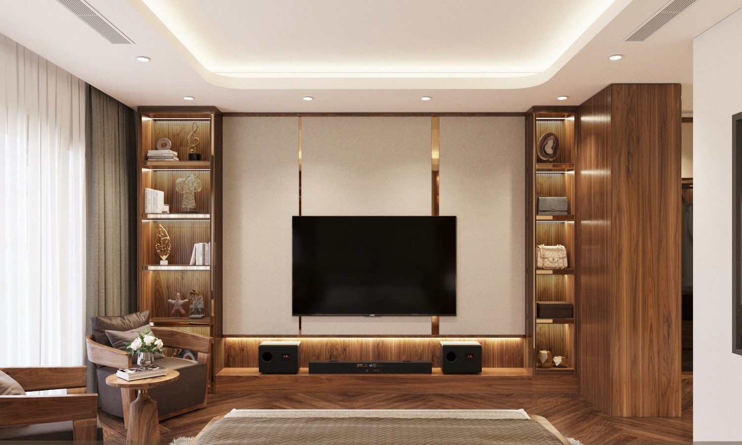 Kệ tủ tivi gỗ óc chó hiện đại