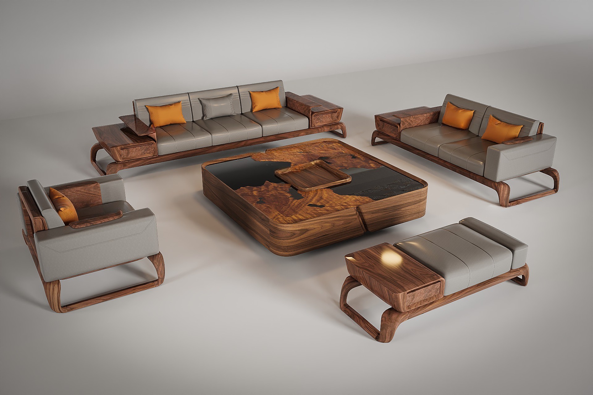 Mẫu bàn ghế gỗ phòng khách kích thước lớn gỗ sồi Nga