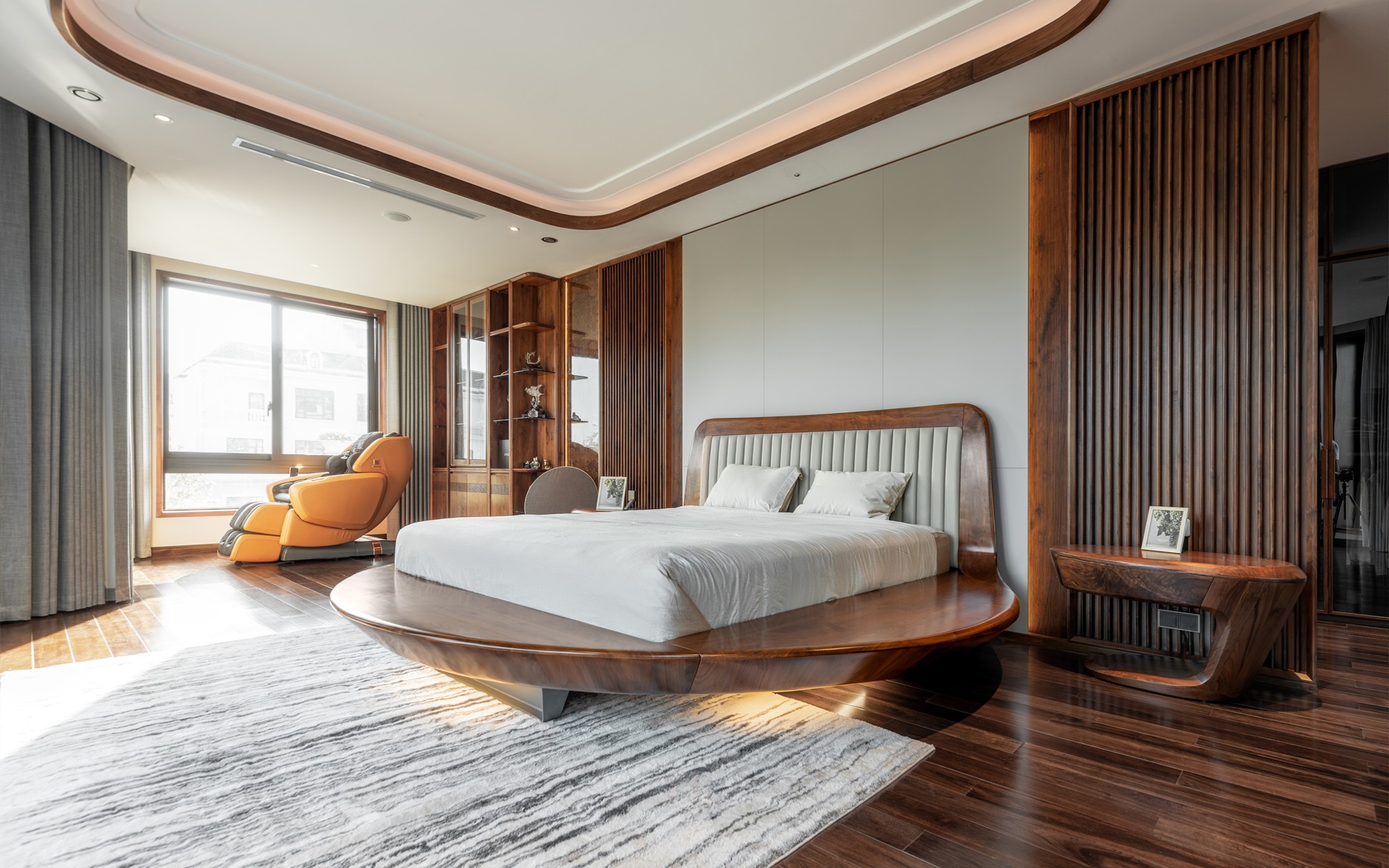 Mẫu giường gỗ đơn giản đẹp gỗ óc chó