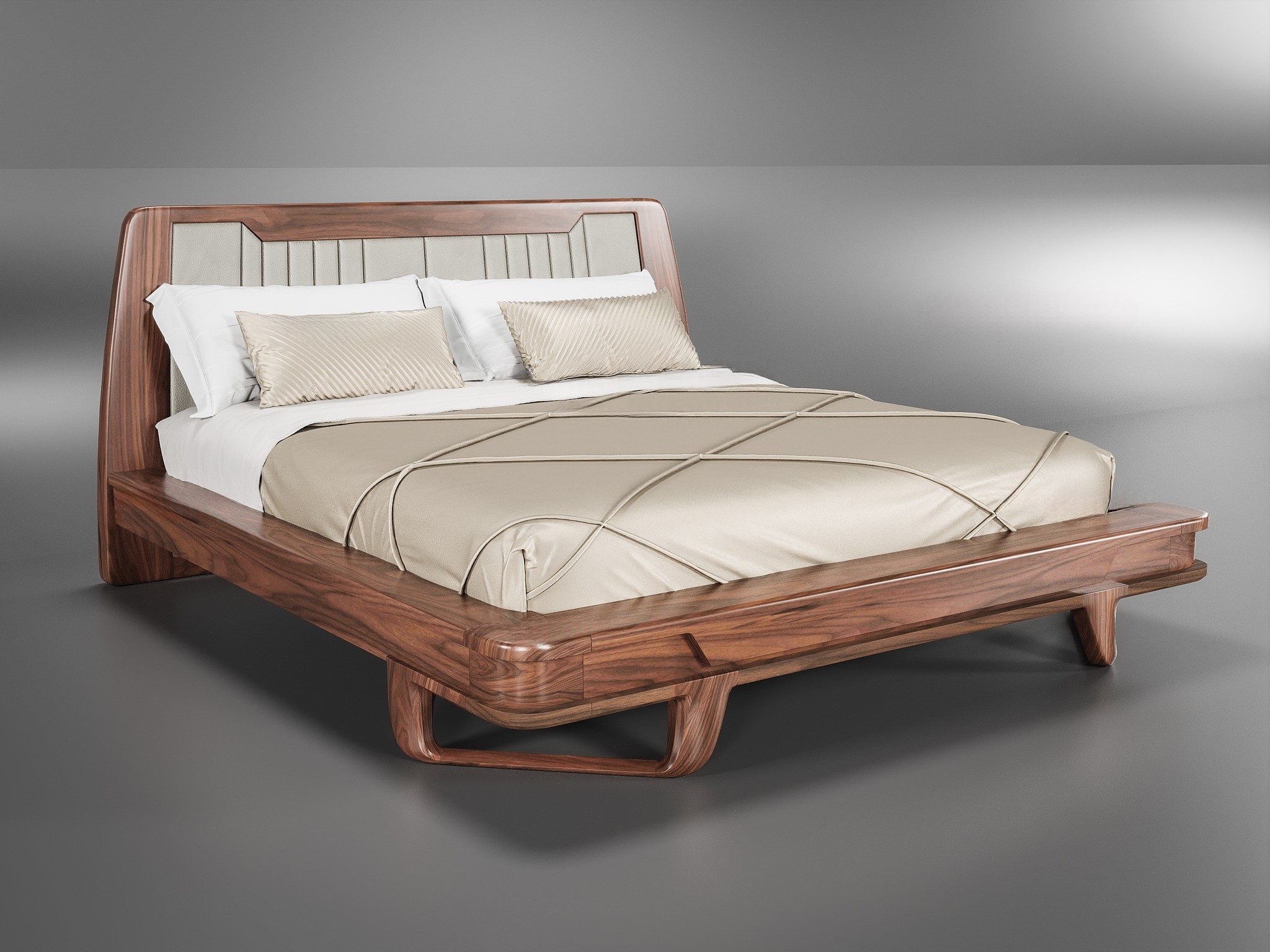 Mẫu giường ngủ đẹp hiện đại bằng gỗ óc chó