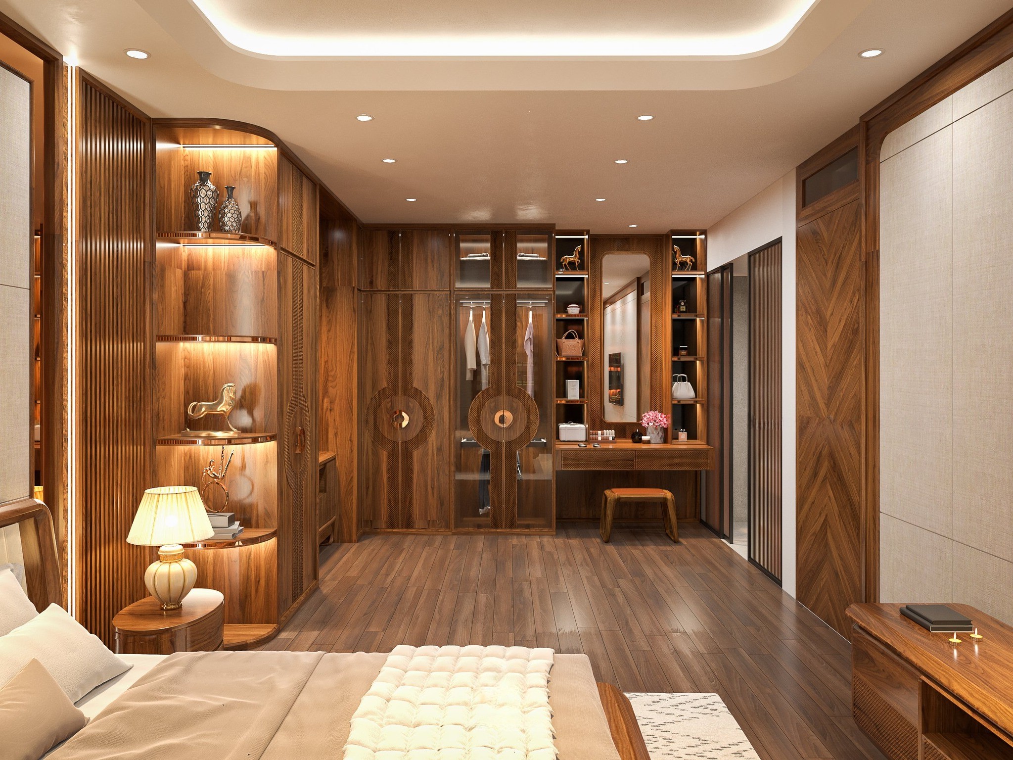 Mẫu tủ quần áo gỗ óc chó hiện đại