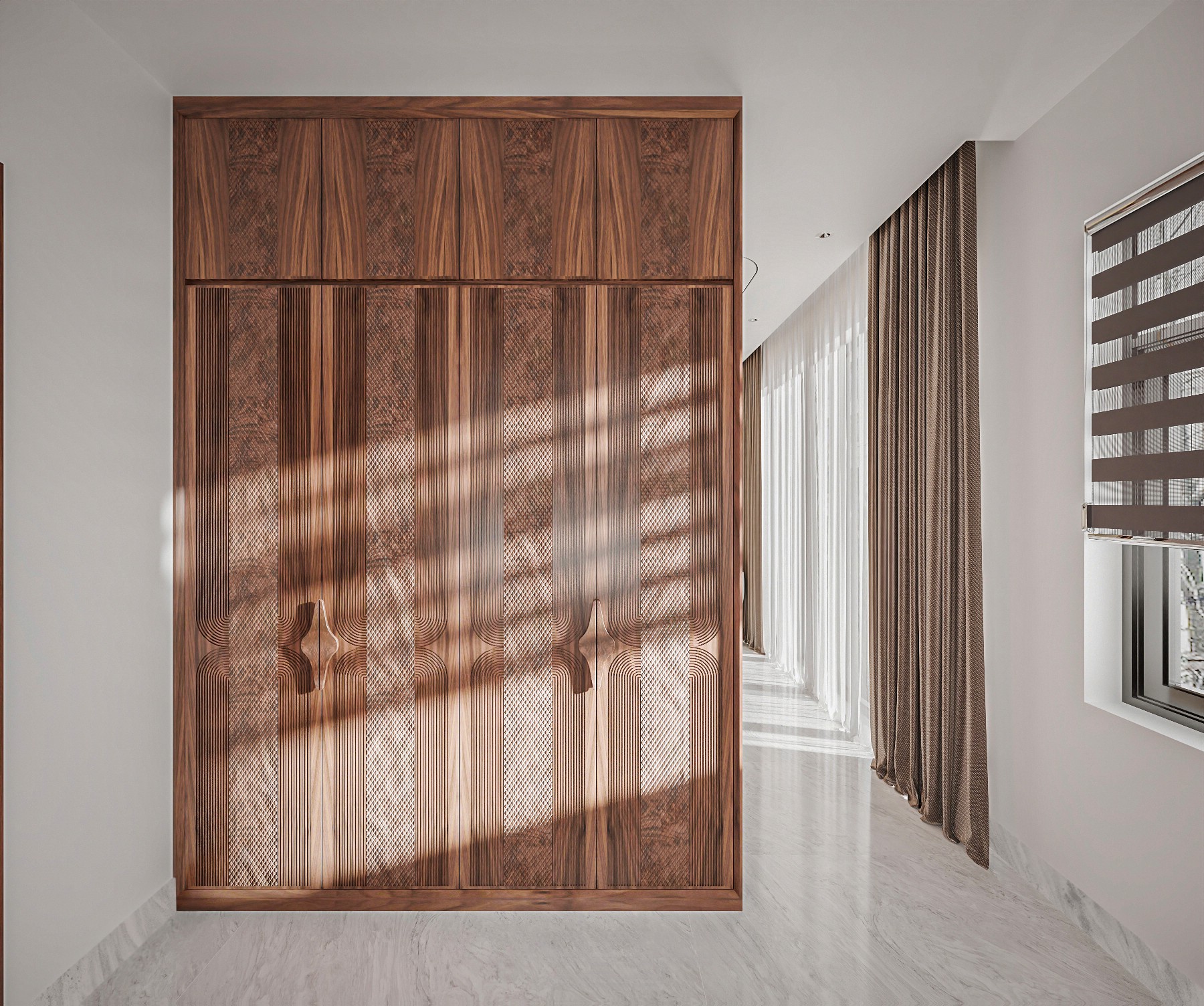 Mẫu tủ quần áo gỗ tự nhiên 4 cánh hiện đại