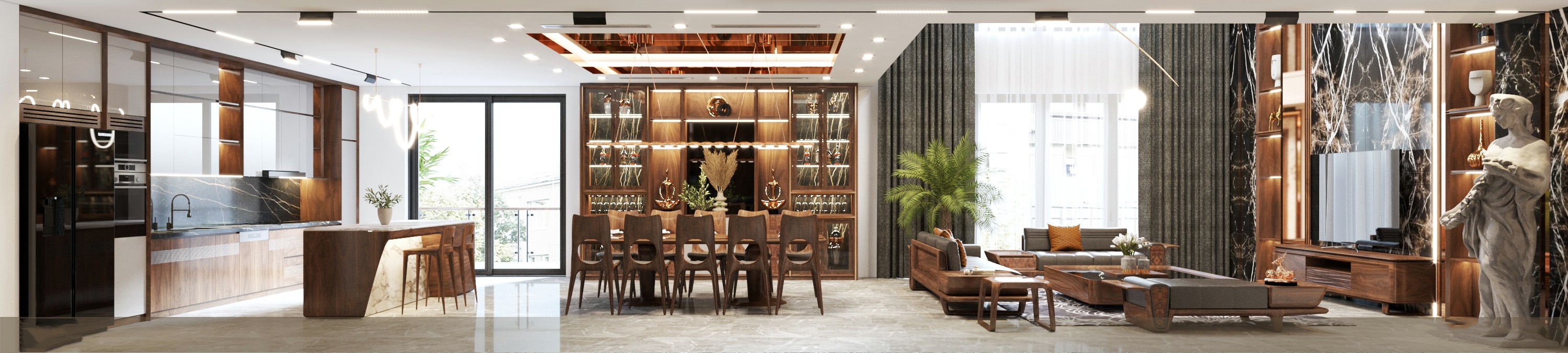 Thi công nội thất chung cư phong cách hiện đại đầy đủ công năng