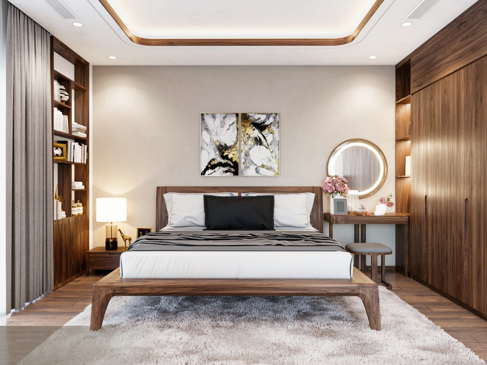 Thiết kế phòng ngủ đẹp cho nữ phong cách hiện đại và tiện dụng