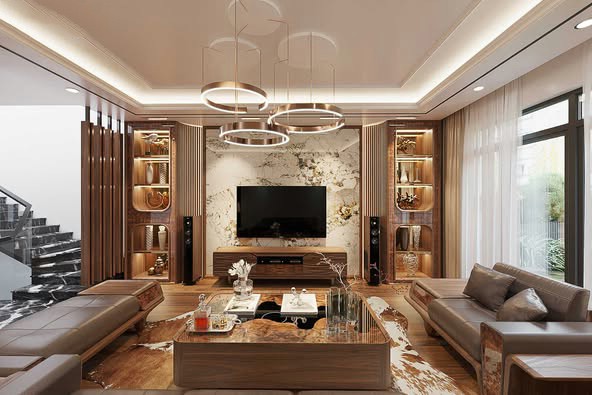 Mẫu tủ kệ tivi hiện đại gỗ MDF phủ laminate