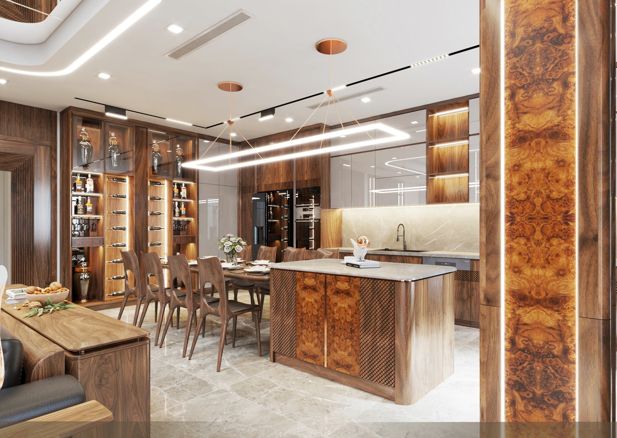 Tủ rượu gỗ óc chó cao cấp